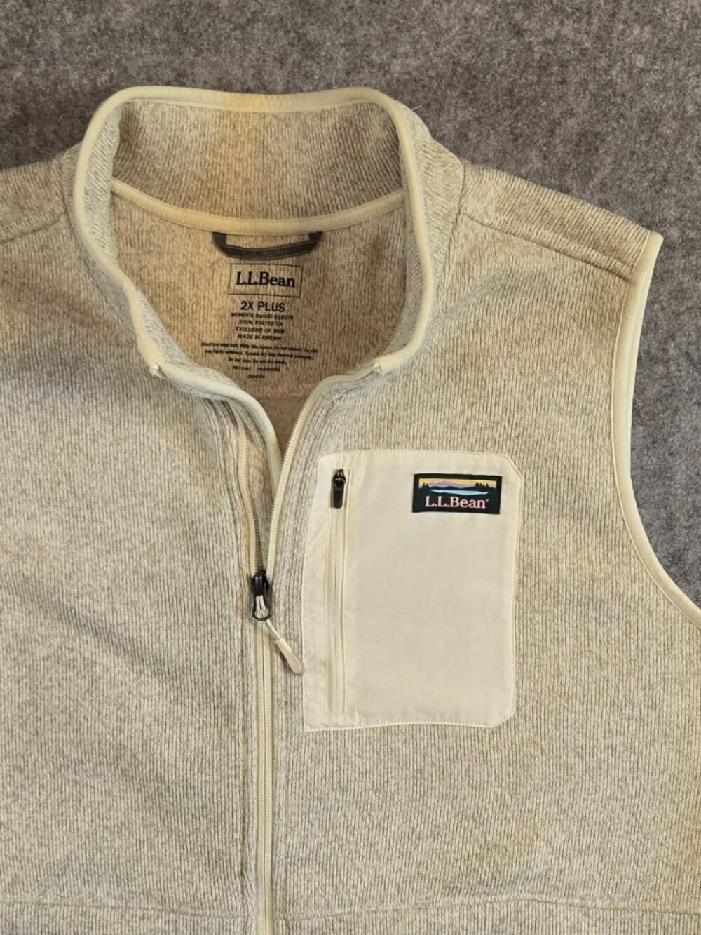 Women's LL Bean Sweater Fleece Long Vest Zip 2X Plus Item ID 518379